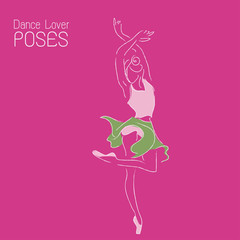 Ballerina line art abstract performance | classical dancer illustration | isolate movement people