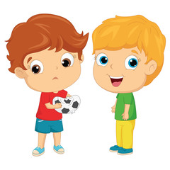 Vector Illustration Of Happy and Unhappy Kids