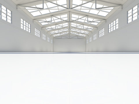Huge empty light warehouse