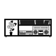 contour monochrome with entertainment sound center vector illustration