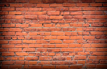 Retro red brick Wall background.