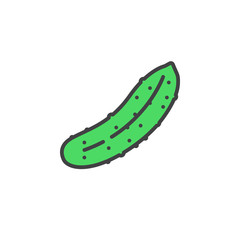 Cucumber line icon, filled outline vector sign, linear colorful pictogram isolated on white. logo illustration