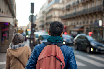 Couple walking down the street