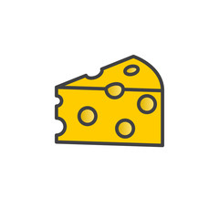 Cheese line icon, filled outline vector sign, linear colorful pictogram isolated on white. logo illustration