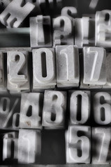 Happy new year 2017 on cement texts and numbers background, happy new year concept and cement decorative idea