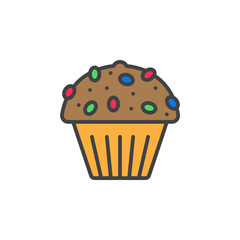 Cupcake line icon, filled outline vector sign, linear colorful pictogram isolated on white. logo illustration
