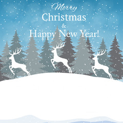 Fototapeta premium Winter christmas forest with deer