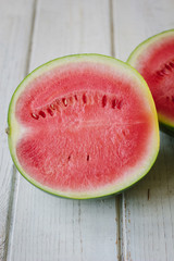 Halfs of delicious red watermelon.