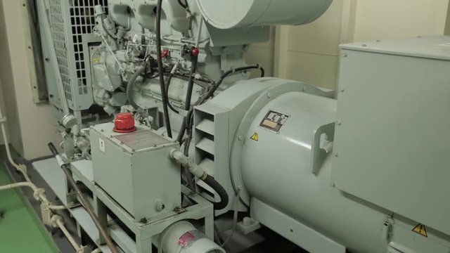 Emergency diesel generator of ship.