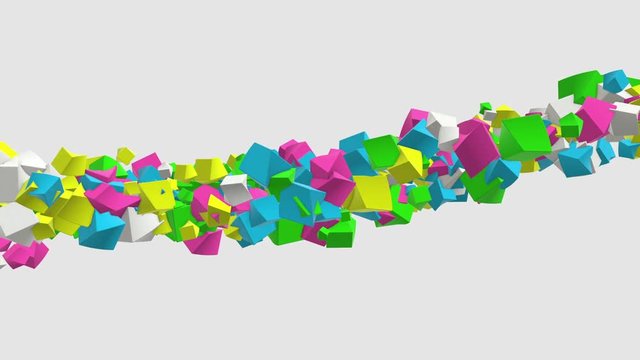 Spinning Colorful 3D Cubes In Empty Space