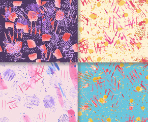 Abstract watercolor seamless patterns
