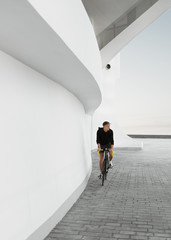 Man on fixed gear bicycle