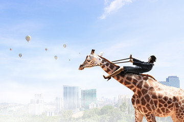 Woman ride giraffe . Mixed media © Sergey Nivens