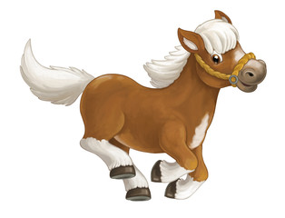 Cartoon happy horse is running jumping smiling and looking - artistic style - isolated - illustration for children © honeyflavour