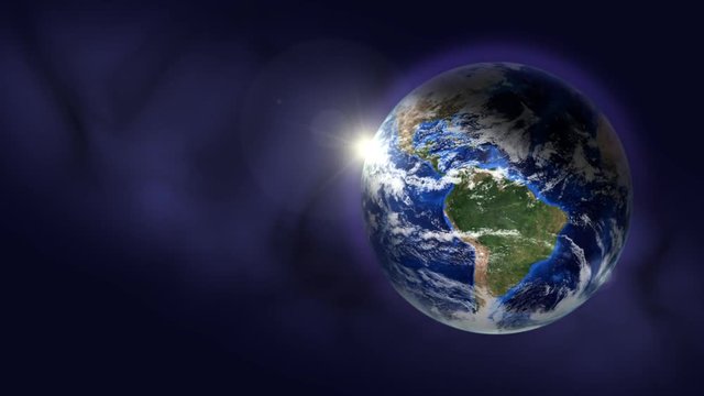 Orbiting globe on blue background