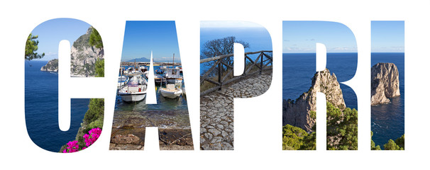 Capri island landmarks letters, Italy