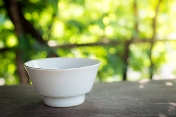 cup on blurred background.