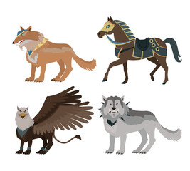 Naklejka premium Fantastic Wolf Vector Illustration in Flat Design.