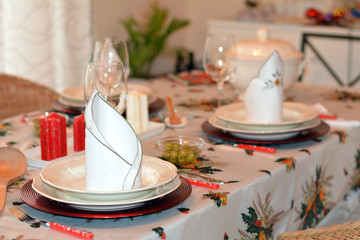 Christmas table setting - ready for Christmas dinner