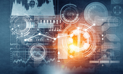 Virtual interface background . Mixed media