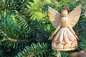 staw angel in the christmas tree © Christine