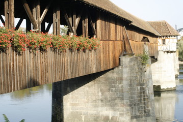 Alte historische Holzbrücke in Bad Säckingen Germany