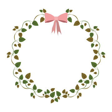 border of creepers with pink bow vector illustration