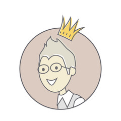 Young Man with Crown on His Head Avatar Icon