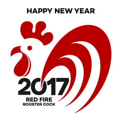 Happy Chinese new year 2017 with rooster, symbol of new year 2017