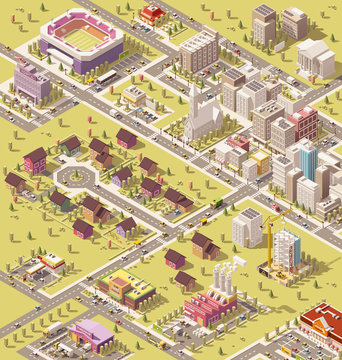 Vector Isometric Low Poly City