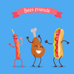 Fast Food Products Concept Vector in Flat Design