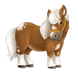 Cartoon happy horse is standing smiling and looking - artistic style - isolated - illustration for children © honeyflavour