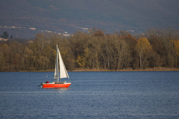 Boats on a lake