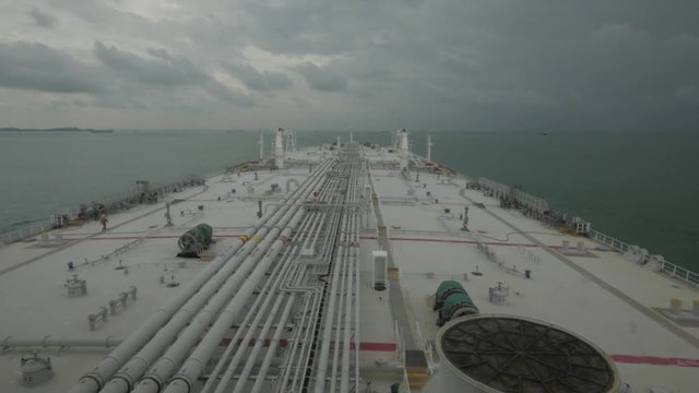 Deck of large tanker ship
