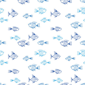 Cartoon fish seamless pattern