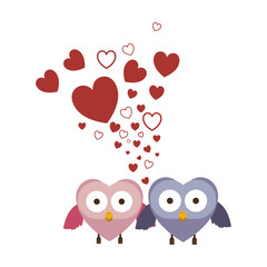 couple of owls holding wings in love vector illustration