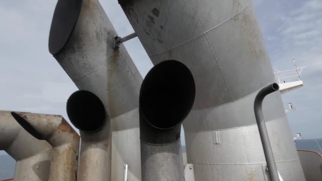 Exhaust pipes of large vessel