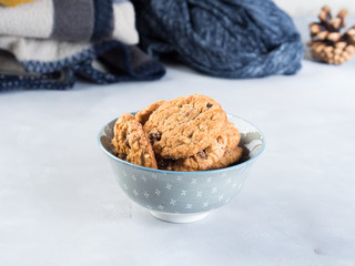 Home made Chocolate chip cookies in bowl