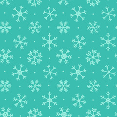 Christmas, winter seamless pattern background with cute snowflakes and dots.