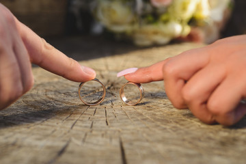 Newlyweds Having Fun with Rings