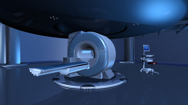 Mangnetresonanztomograph in einem futuristischen Röntgenraum