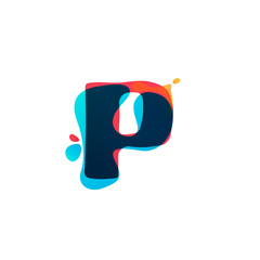 P letter logo with colorful watercolor splashes.
