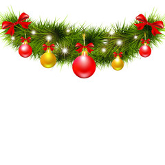 Christmas garland,on a white