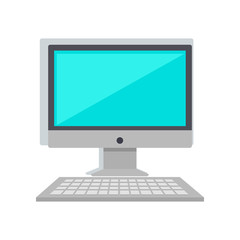 Fototapeta premium Computer Monitor with Keyboard Isolated on White.