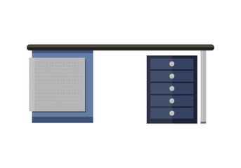Blue Empty Computer Desk in Flat