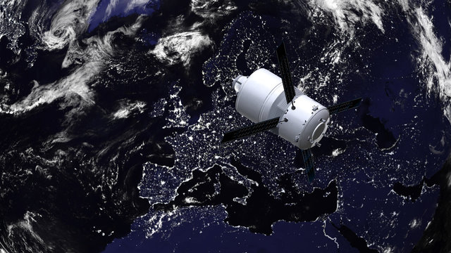 Nachrichtensatellit auf der Umlaufbahn über Europa
