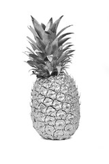 Silver painted pineapple on white