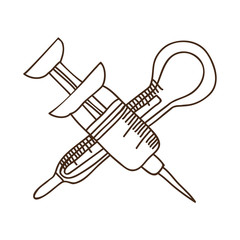silhouette needle syringe with thermometer vector illustration