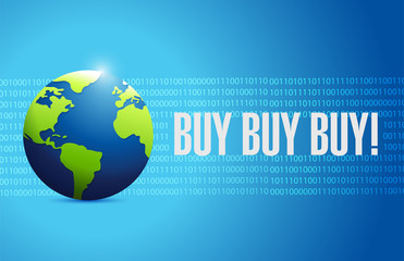 buy buy buy binary globe background sign concept