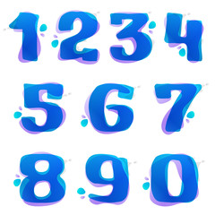 Numbers set logos with watercolor splashes.